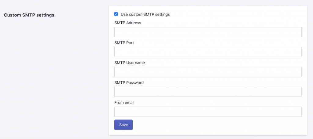 Custom SMTP settings in the Post Purchase app