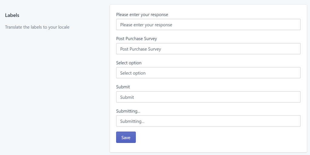 Modifying labels in Post Purchase